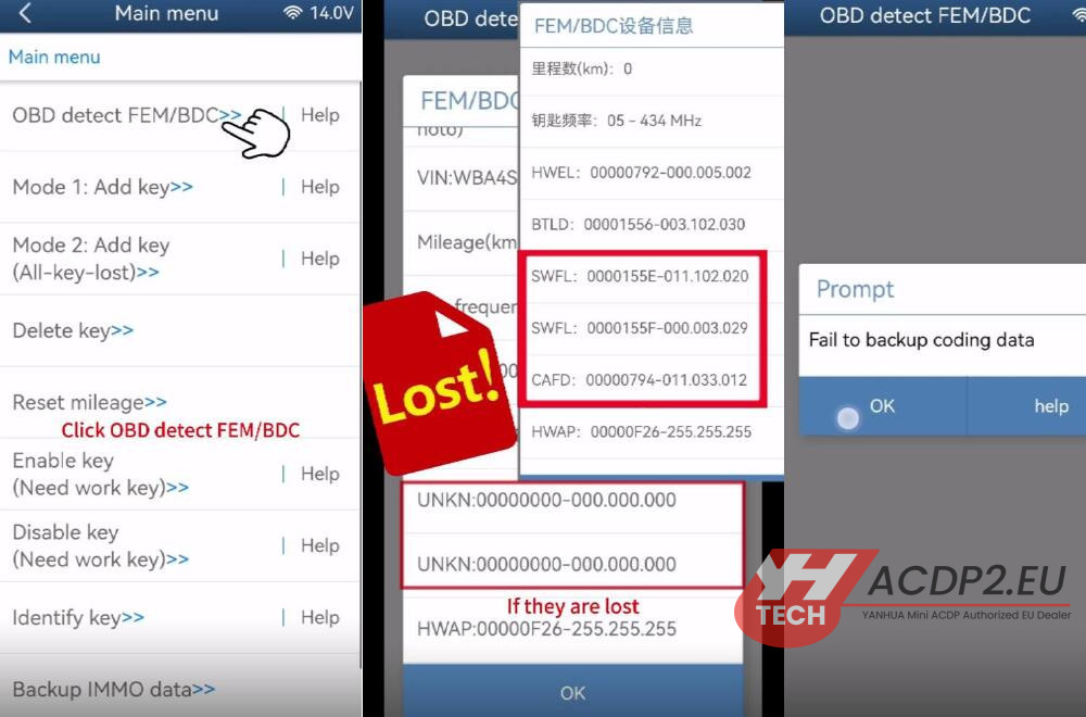 yanhua acdp2 fix bmw fem bdc module lost coding 3