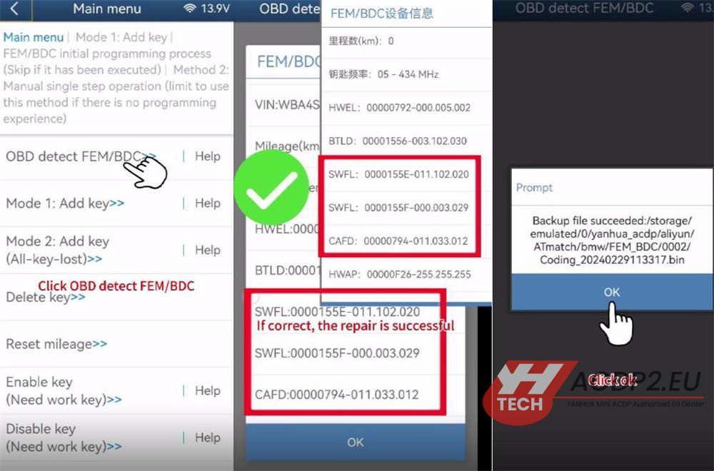 yanhua acdp2 fix bmw fem bdc module lost coding 8