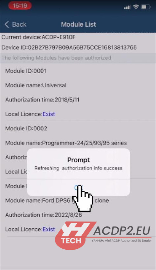 yanhua acdp2 module automatic authorization 11