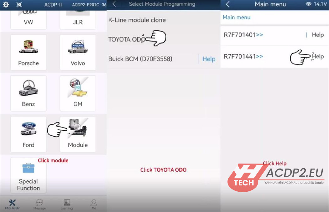 yanhua acdp module 35 toyota r7f701441 mileage correction 2