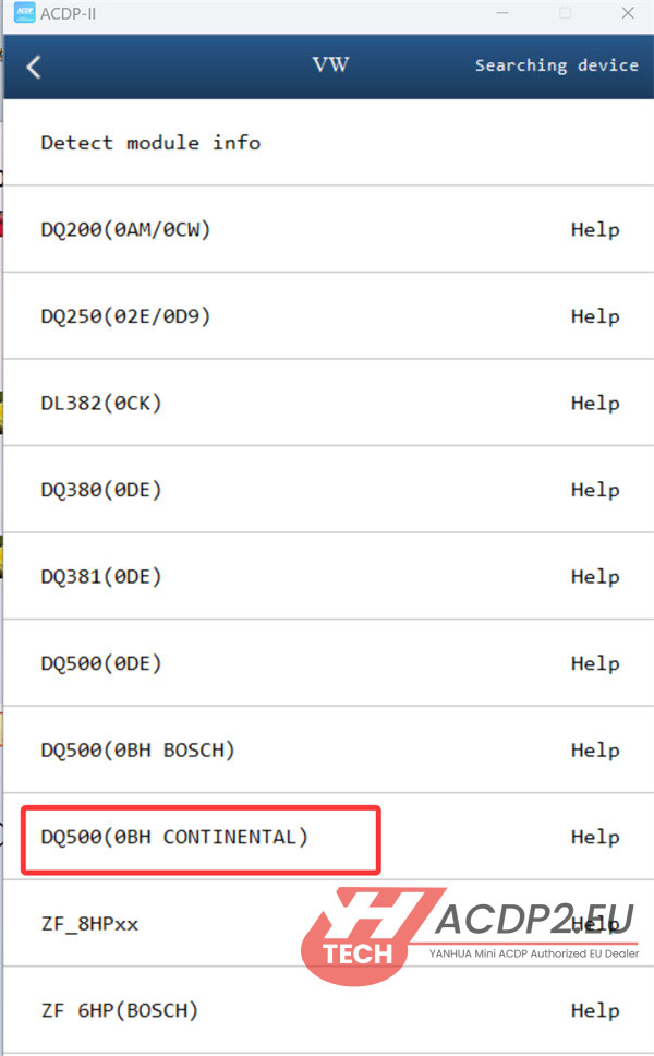 yanhua acdp2 cannot read audi dq500 0bh continental 2