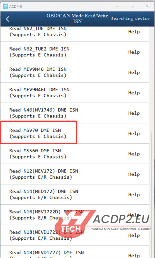 yanhua acdp2 read bmw msv70 dme isn 2