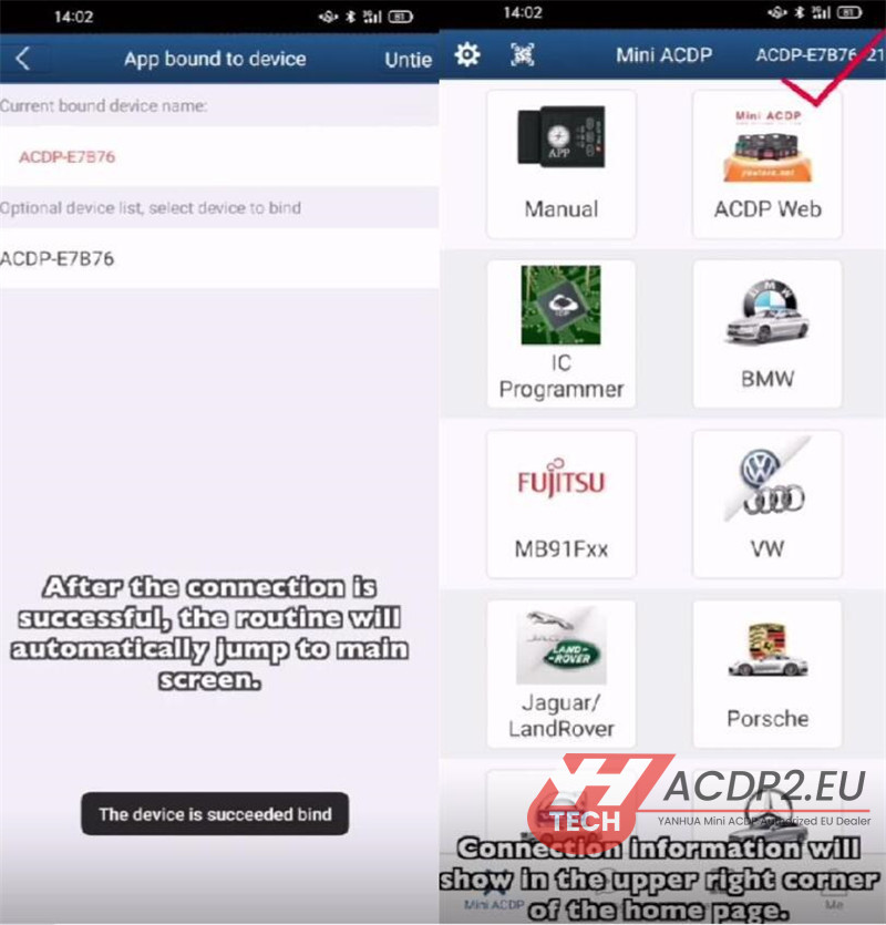 bind yanhua acdp2 to android cellphone and pc 10