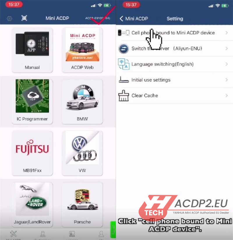 bind yanhua acdp2 to android cellphone and pc 12