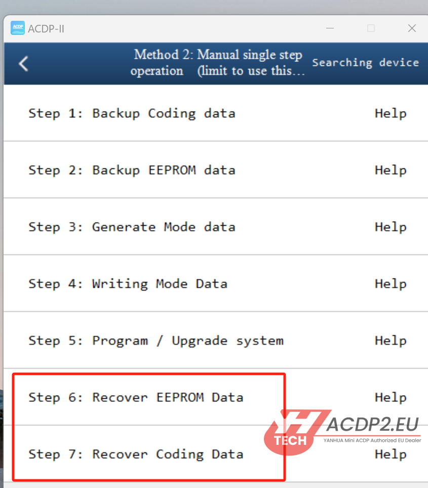 yanhua acdp2 recover bdc eeprom and coding data 2