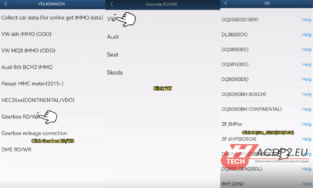 yanhua acdp2 read and write vw dq38x gen2 2
