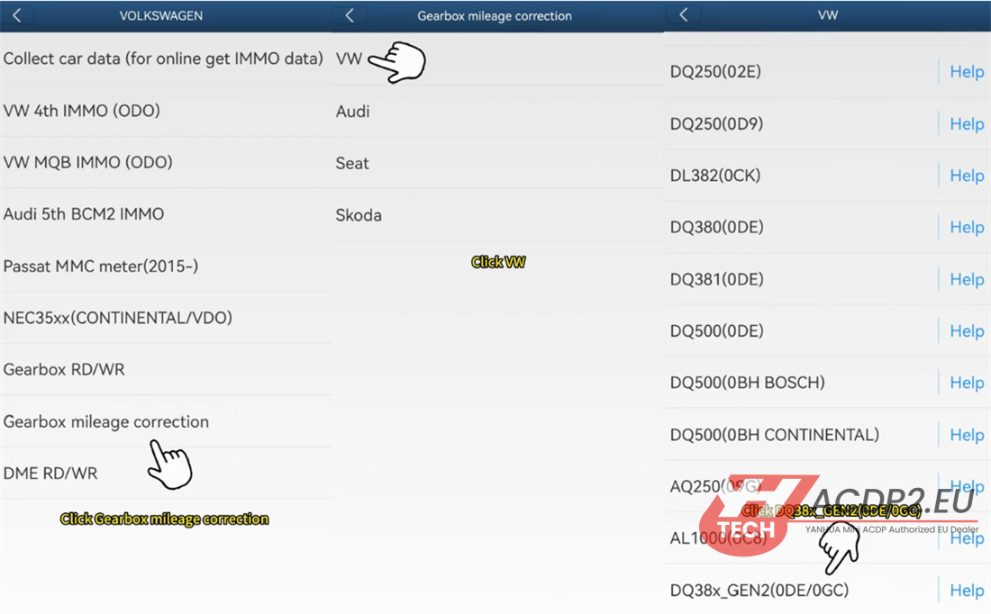 yanhua mini acdp2 correct vw dq38x gen2 mileage 2